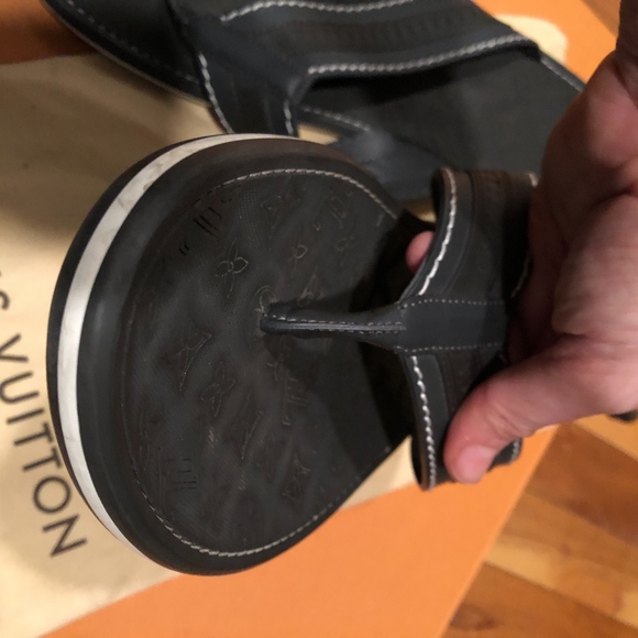 LOUIS VUITTON SLIDE SANDALS FLIP FLOP 39.5 BLACK main image 8